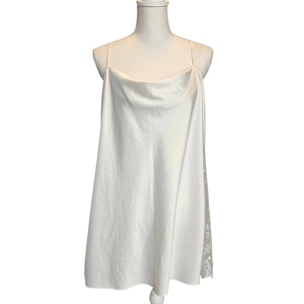 Rya Collection‎ White Satin Cowl Neck Lace Cami Tunic Top 1X Bridal Lingerie - Picture 2 of 9